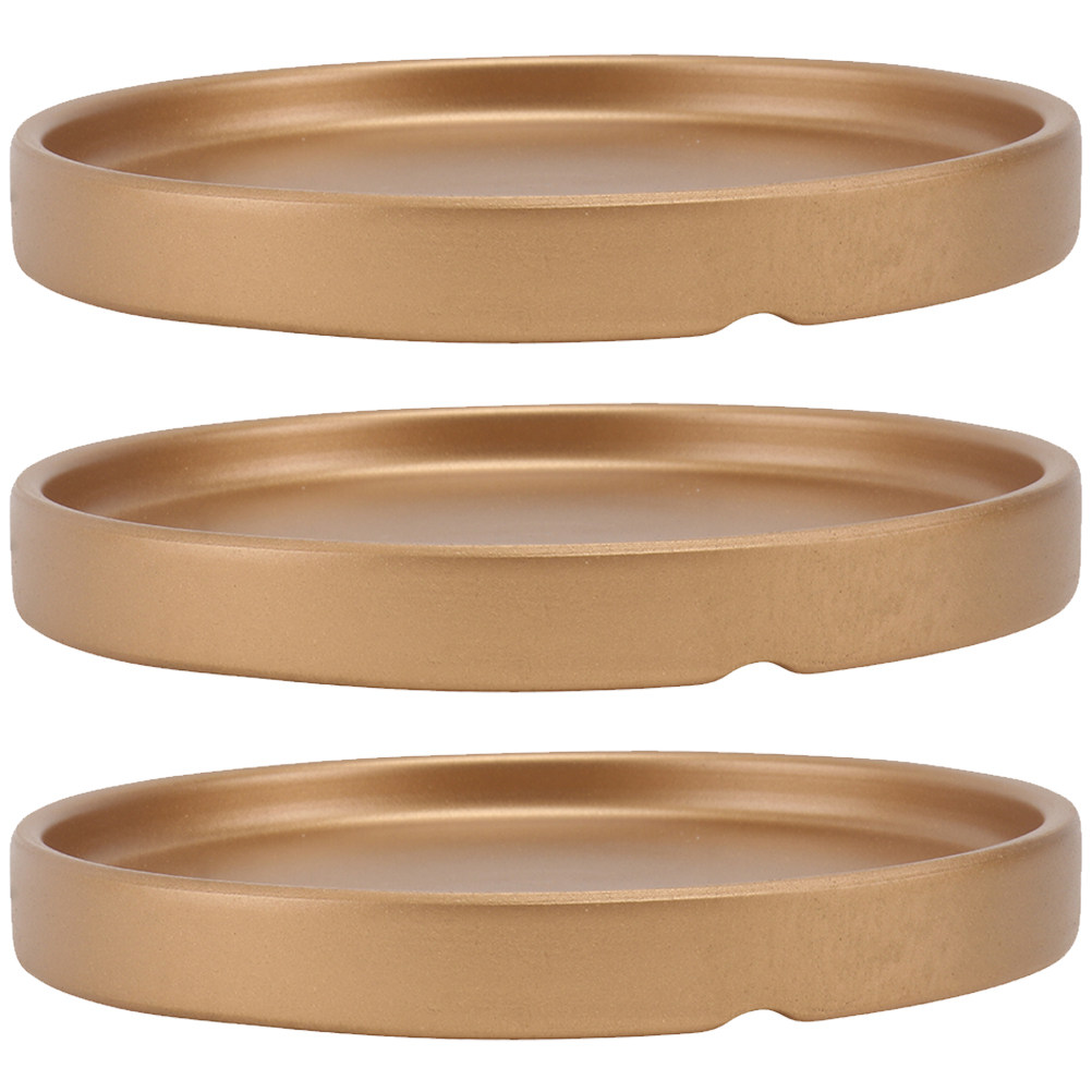 Drip Tray Saucer - 3 Adet Saksı Altlığı, Seramik Yuvarlak